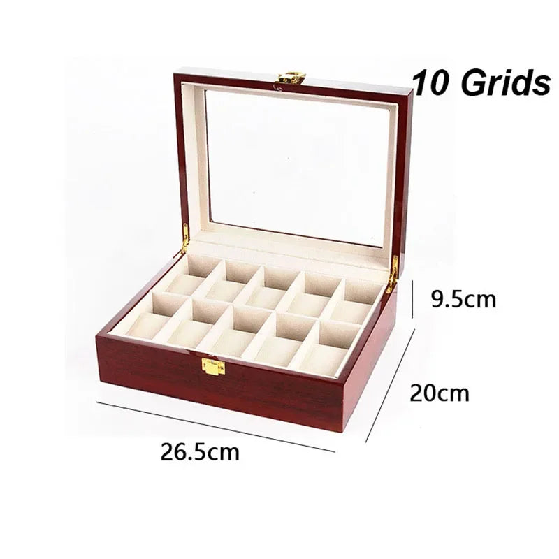 Luxury Wooden Watch Display Case – 1, 2, 3, 5, 6, 10 & 12 Slot Collector Storage Box