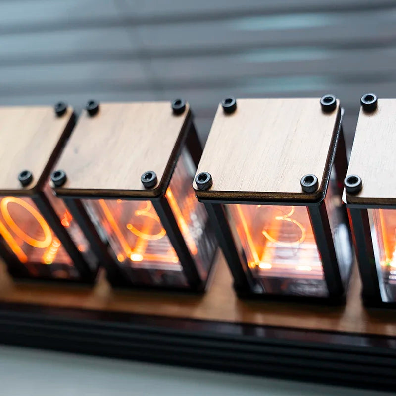The Atlas Nixie Clock - Walnut Glow Tube Desk Clock