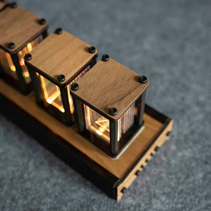 The Atlas Nixie Clock - Walnut Glow Tube Desk Clock