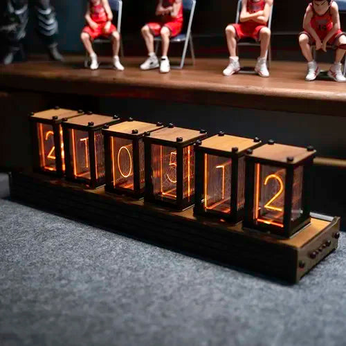 The Atlas Nixie Clock - Walnut Glow Tube Desk Clock