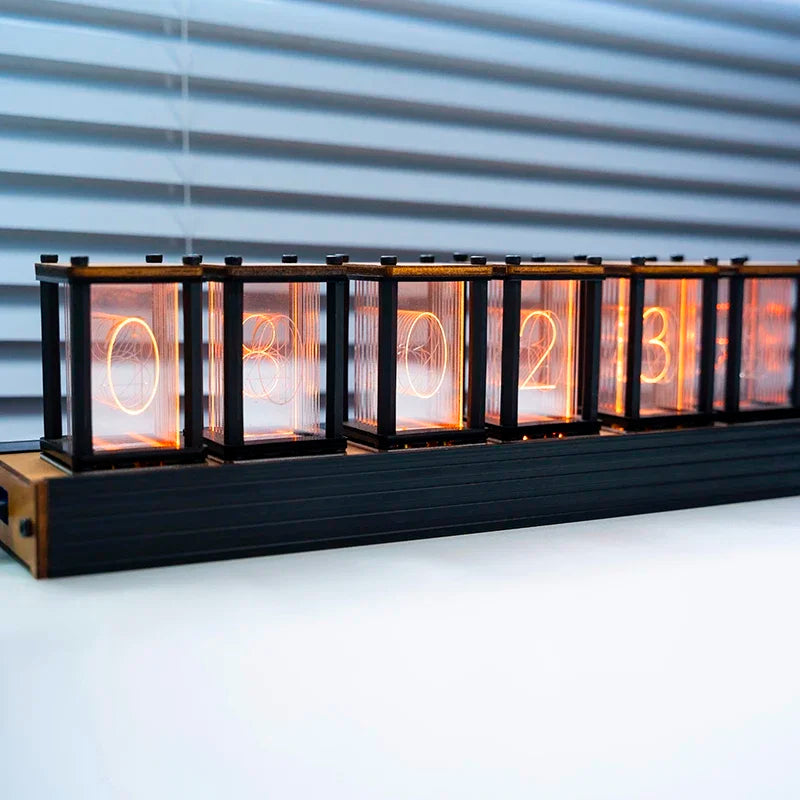 The Atlas Nixie Clock - Walnut Glow Tube Desk Clock