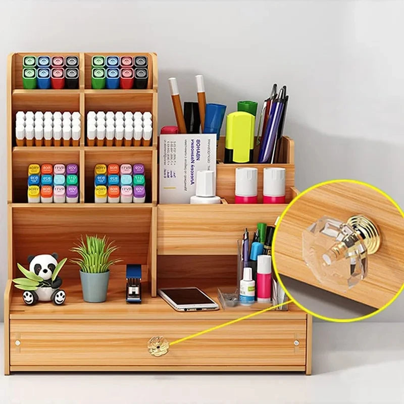 Bamboo Desk Organizer – Multi-Compartment Workspace Organizer