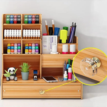 Bamboo Desk Organizer – Multi-Compartment Workspace Organizer