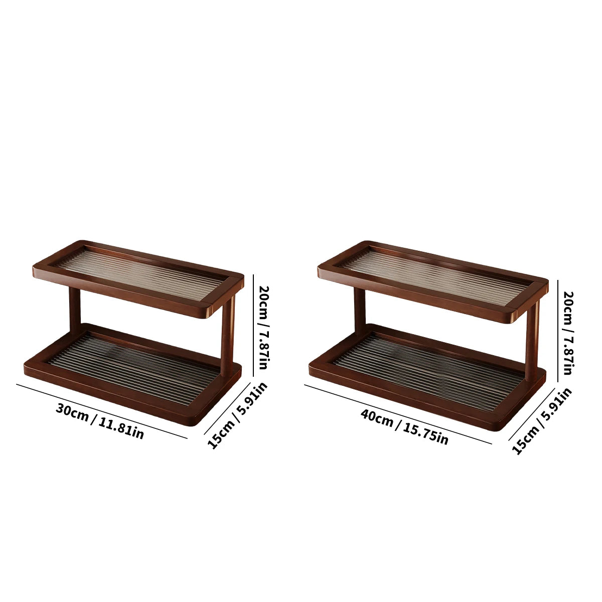 Bamboo Display Shelf – Two-Tier Acrylic Organizer