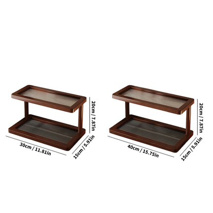 Bamboo Display Shelf – Two-Tier Acrylic Organizer