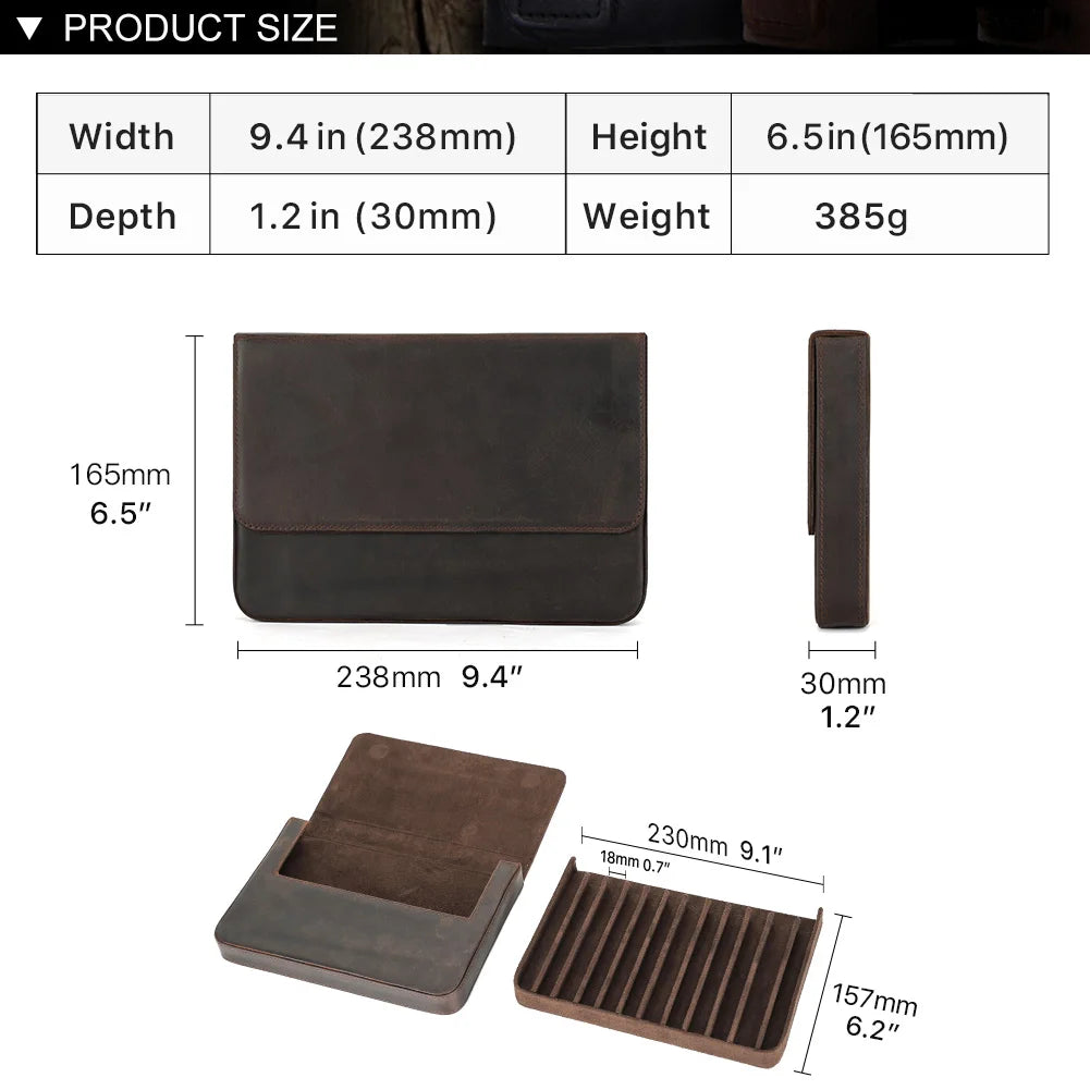 Executive Leather Fountain Pen Display Case – 12 Slot Collector Edition