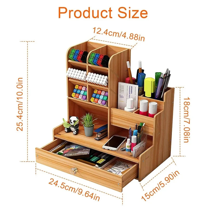 Bamboo Desk Organizer – Multi-Compartment Workspace Organizer