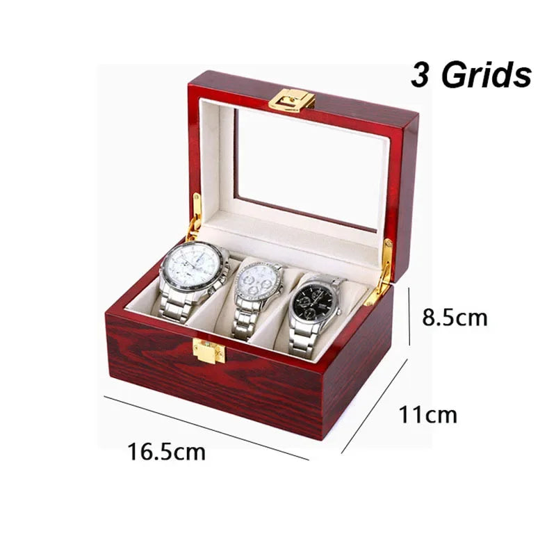 Luxury Wooden Watch Display Case – 1, 2, 3, 5, 6, 10 & 12 Slot Collector Storage Box