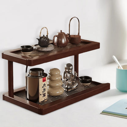 Bamboo Display Shelf – Two-Tier Acrylic Organizer