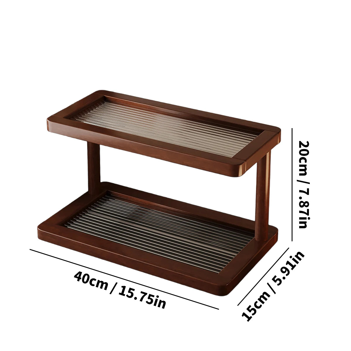 Bamboo Display Shelf – Two-Tier Acrylic Organizer