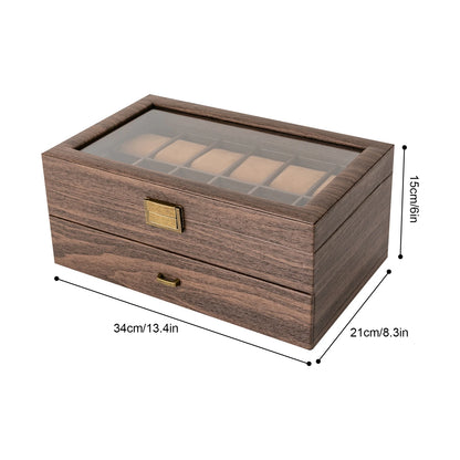 24-Slot Collector Watch Display Case – Rustic Wood Edition