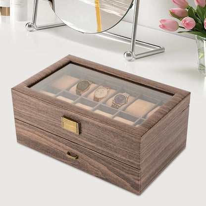 24-Slot Collector Watch Display Case – Rustic Wood Edition
