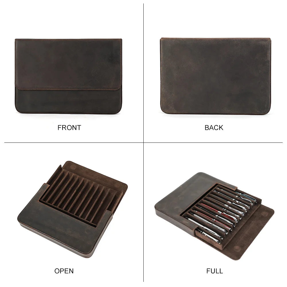 Executive Leather Fountain Pen Display Case – 12 Slot Collector Edition