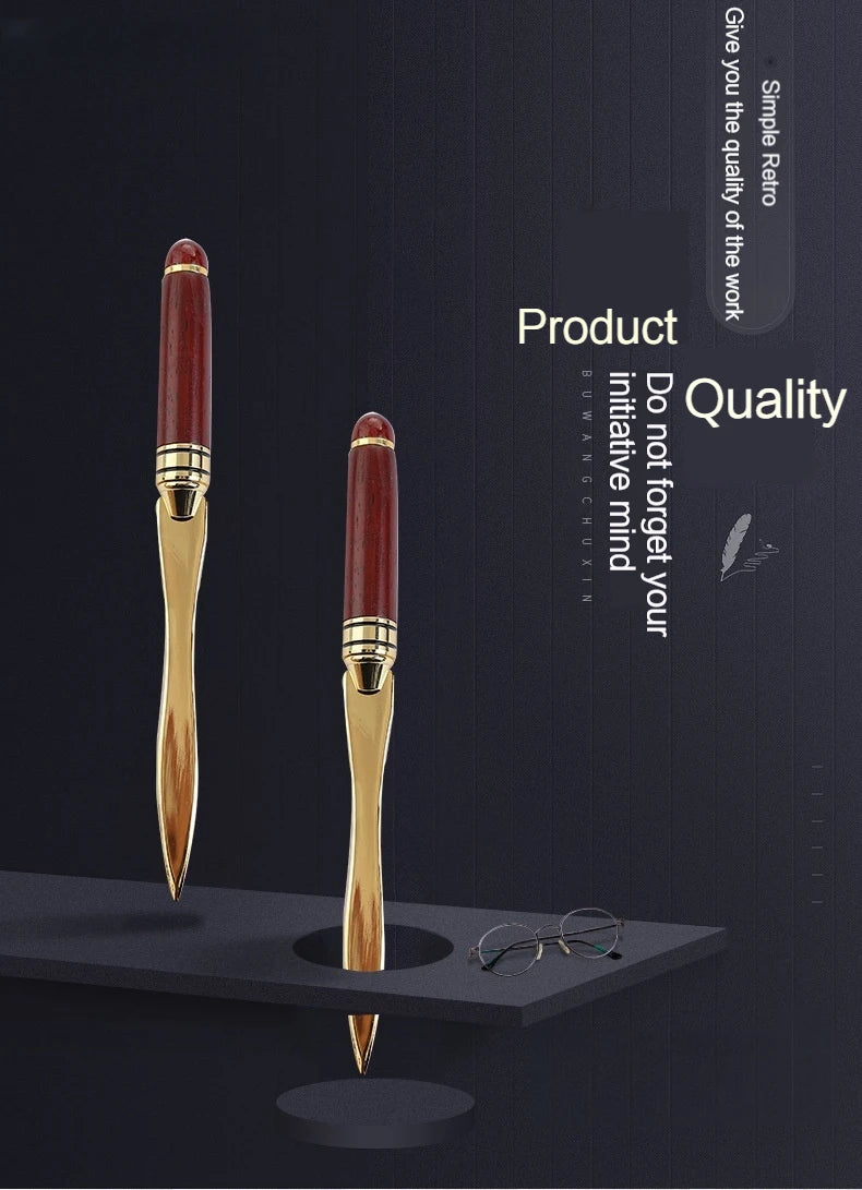 Mahogany Letter Opener – Brass & Wood Desk Accessory