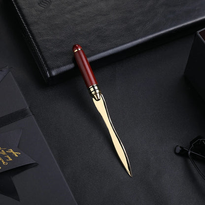 Mahogany Letter Opener – Brass & Wood Desk Accessory