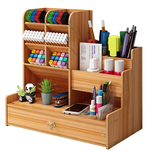Bamboo Desk Organizer – Multi-Compartment Workspace Organizer