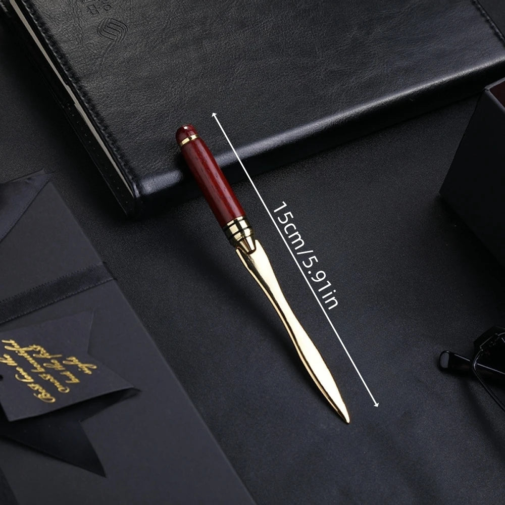Mahogany Letter Opener – Brass & Wood Desk Accessory