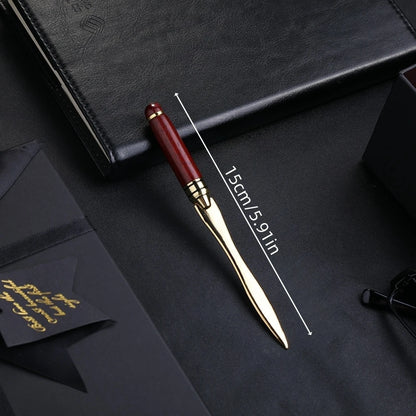 Mahogany Letter Opener – Brass & Wood Desk Accessory