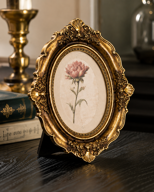 Vintage Oval Display Frame – Antique Gold Portrait Frame