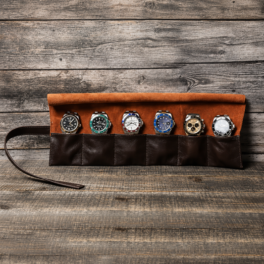 Heritage Leather Watch Roll – 6 Watch Travel Case