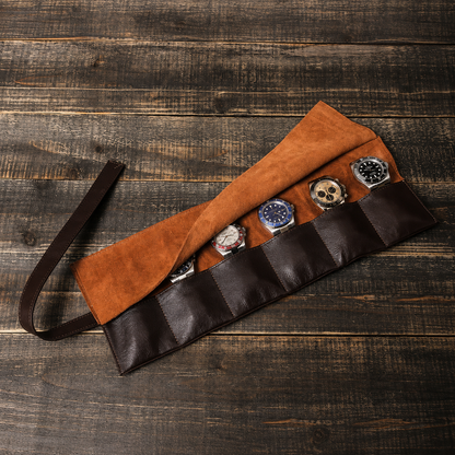 Heritage Leather Watch Roll – 6 Watch Travel Case