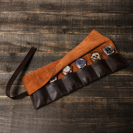 Heritage Leather Watch Roll – 6 Watch Travel Case
