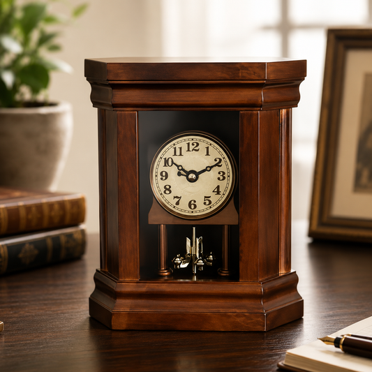 Vintage Table Clock - Antique Style Desk & Mantel Decor, Silent Quartz Movement, Classic Home Office & Living Room Accent Piece