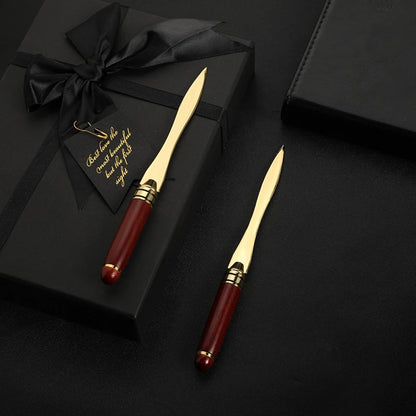 Mahogany Letter Opener – Brass & Wood Desk Accessory