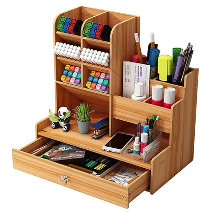 Bamboo Desk Organizer – Multi-Compartment Workspace Organizer