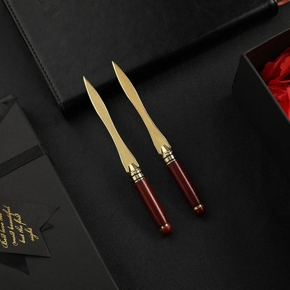 Mahogany Letter Opener – Brass & Wood Desk Accessory