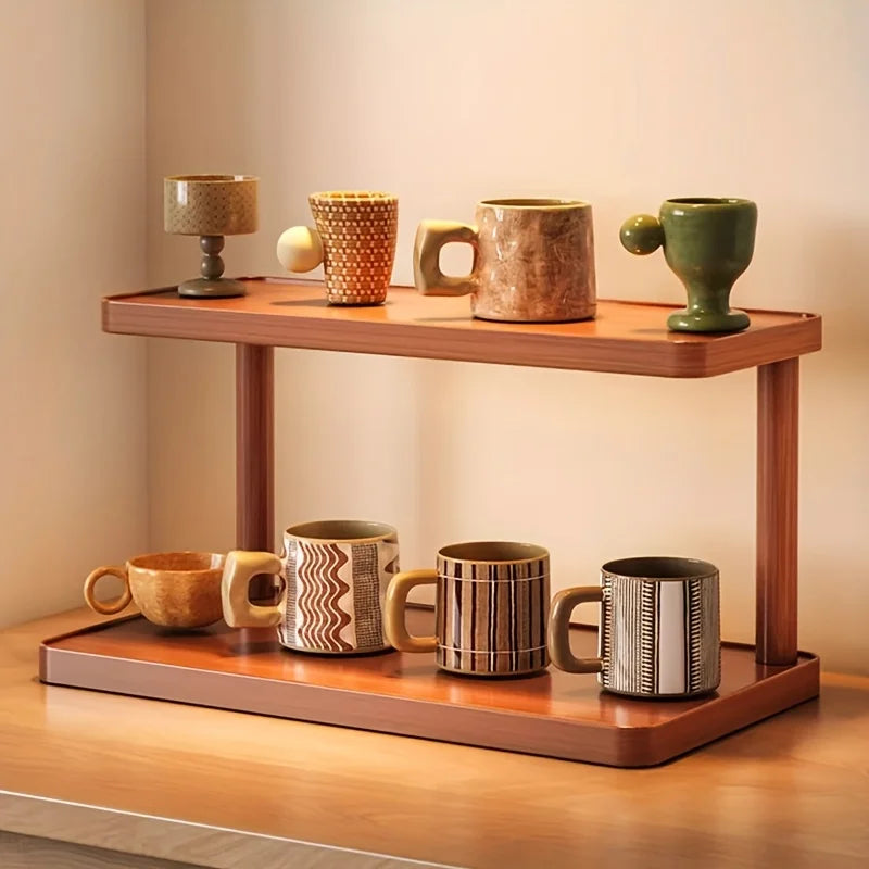Walnut Display Shelf – Two-Tier Desk Organizer