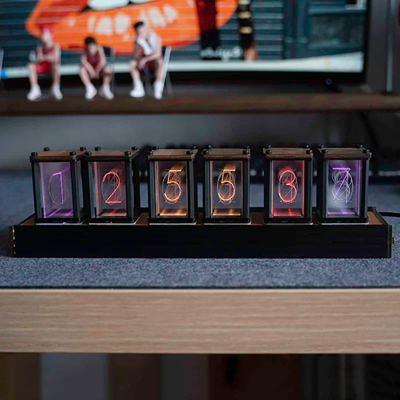 The Atlas Nixie Clock - Walnut Glow Tube Desk Clock