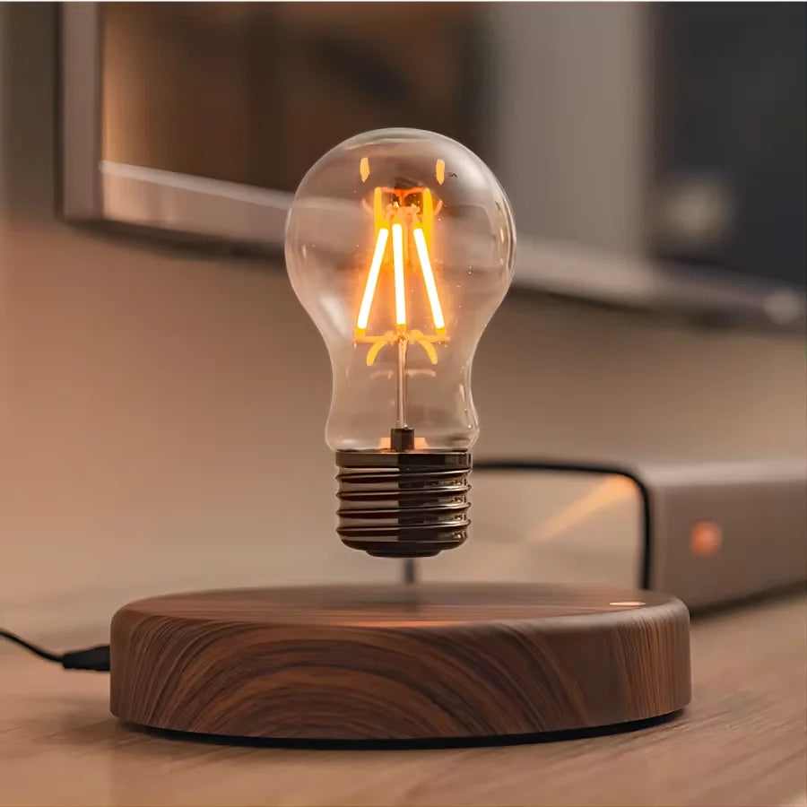 Magnetic Levitating Bulb Lamp with Walnut Base | Studio Analog