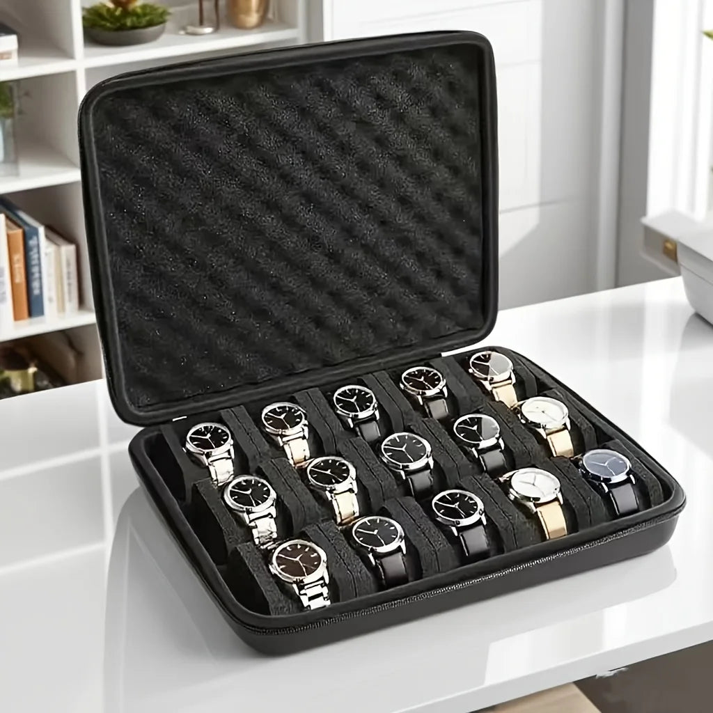 Executive Watch Travel Case – 15 Slot Collector Storage Case